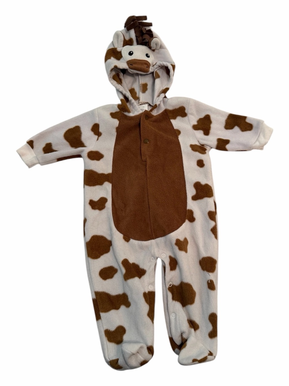 Giraffe Fleece One-Piece Romper - Brown & White with hood & tail size 6-9 mo